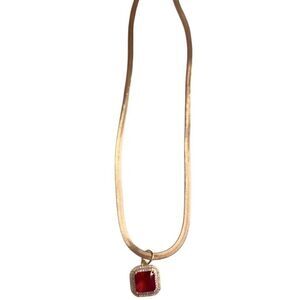Gold filled “Andromeda” red and White CZ halo Snake Chain Statement necklace